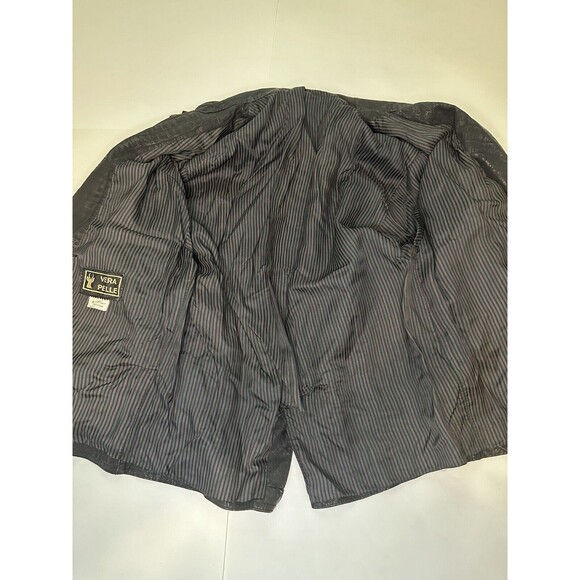 Vera Pelle Leather Jacket Women’s Black Zip Up Made In Italy Size 44 - Picture 6 of 12